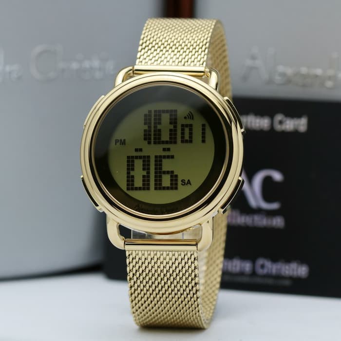 Alexandre Christie AC 9227 Jam Wanita Rantai Pasir Digital Gold