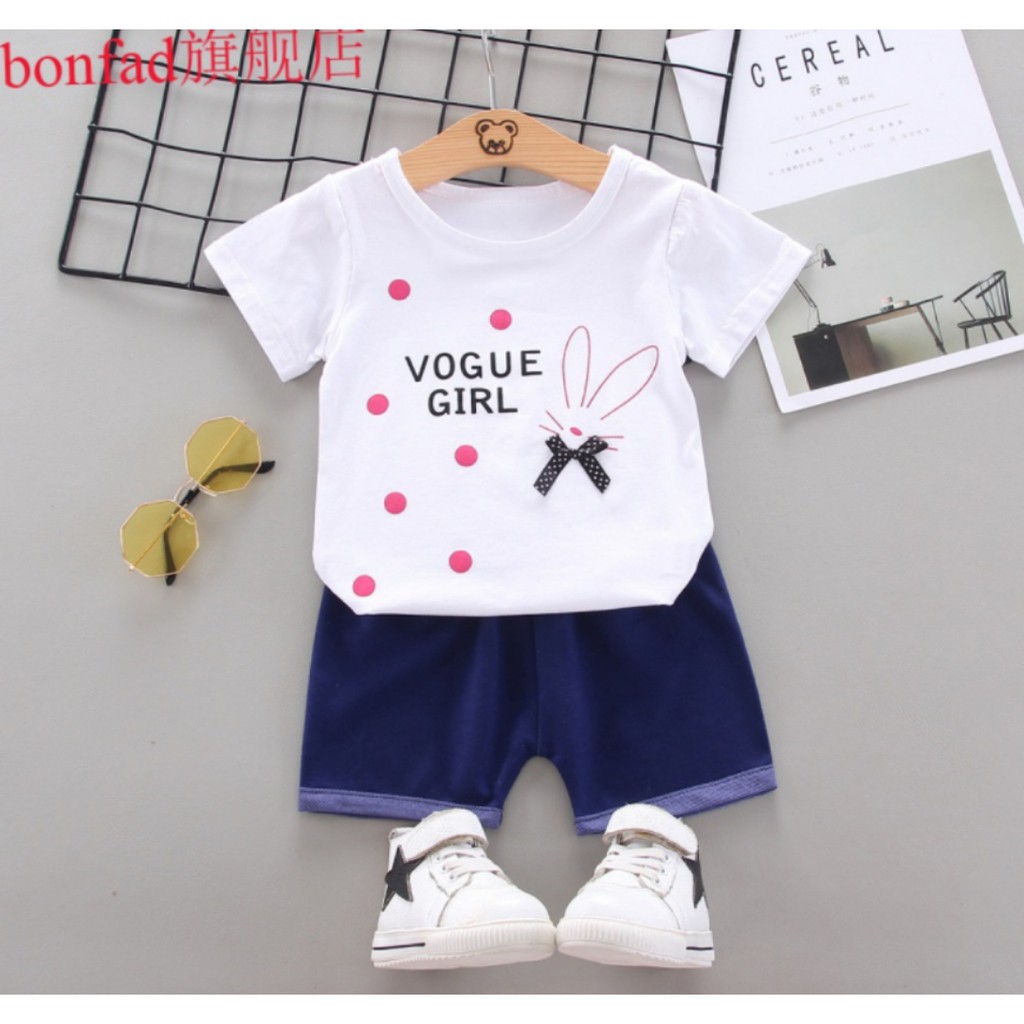 Setelan Baju Anak Perempuan Balita Import | Set Kaos Anak Cewek / Kualitas Premium Vague Girl MB