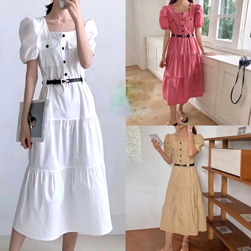 DRESS BANGKOK BAHAN PREMIUM KOREA STYLE + BELT