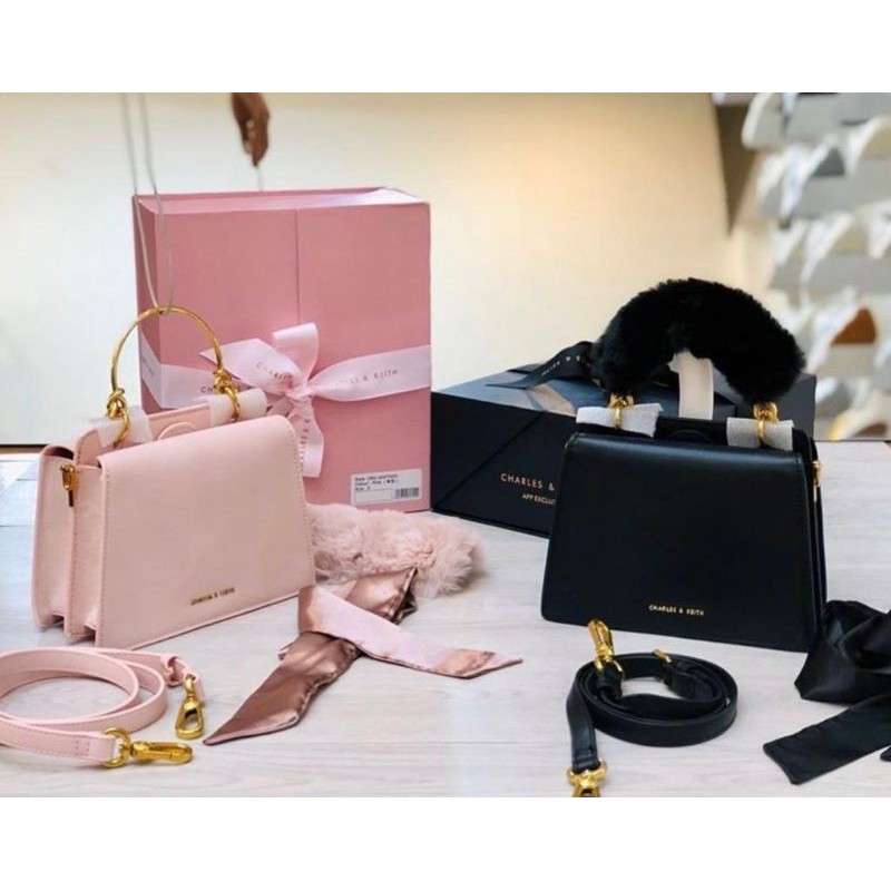 Tas Charles Keith Ribbon Top Handle Gift Set with Box