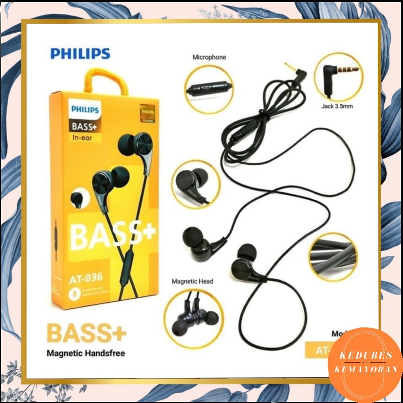 Handsfree Headset Superbass Philips AT-036 Good Quality