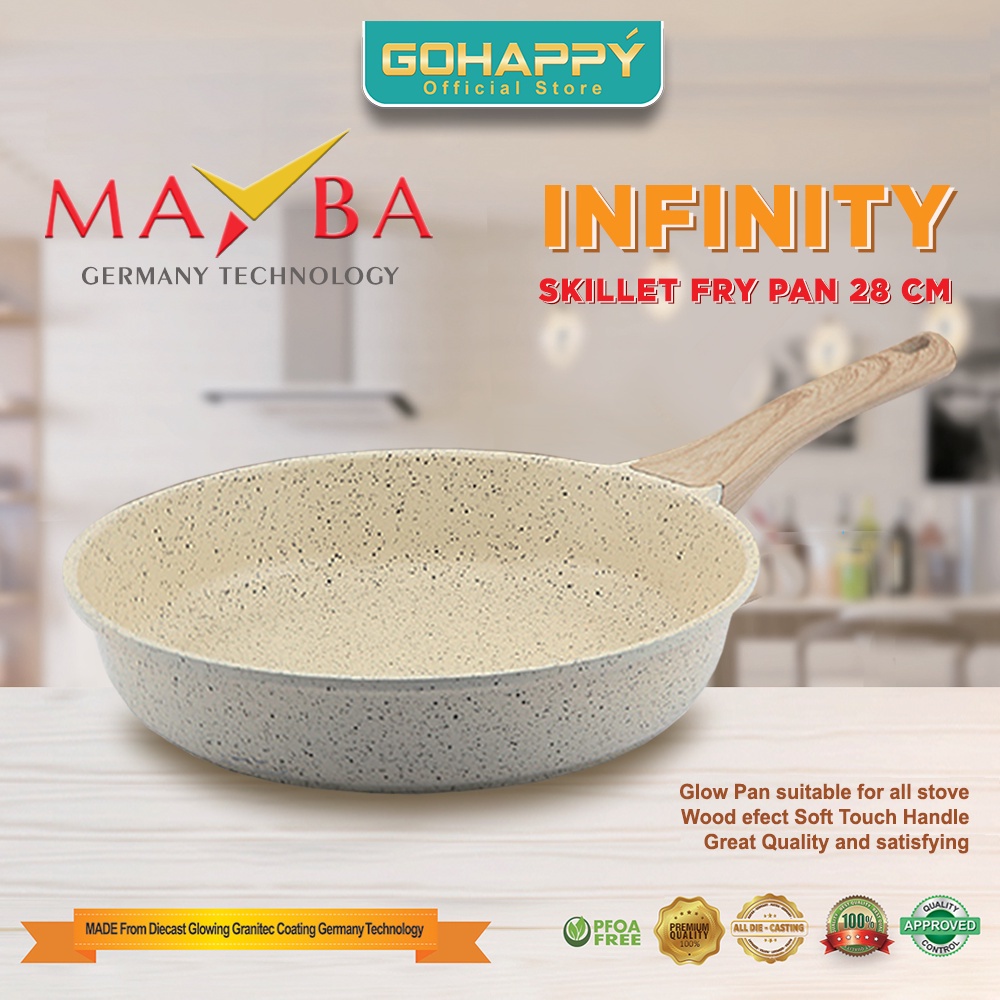 MAYBA FRY PAN INFINITY 28 CM | SKILLET FYPAN  Panci penggorengan frypan Glowing granite marble pan jerman Glowpan