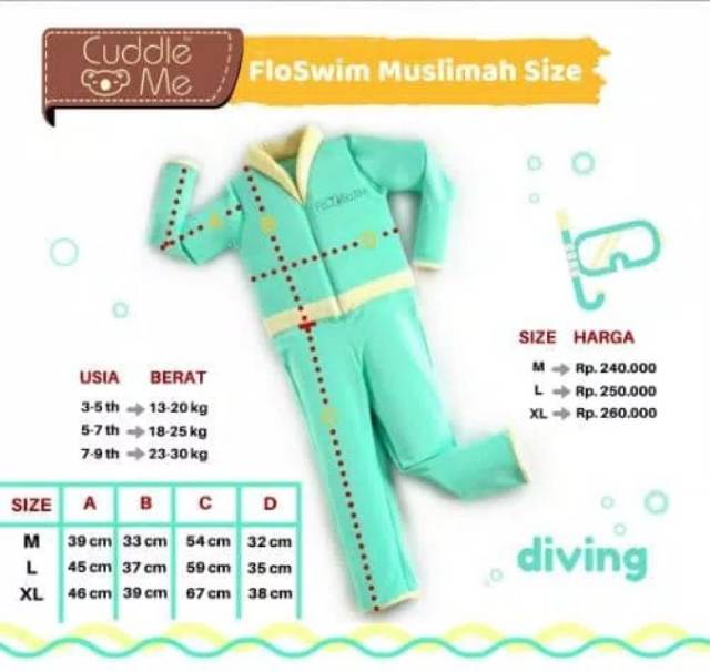 FLOSWIM Diving Baju Renang Anak Mengapung Lengan Panjang Anti Tenggelam Flowswim