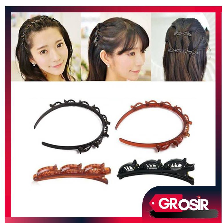 Grosir - B758 Bando Jepit Multi Layer Double Bangs / Hairstyle Hairpin / Jepit Rambut / Headband