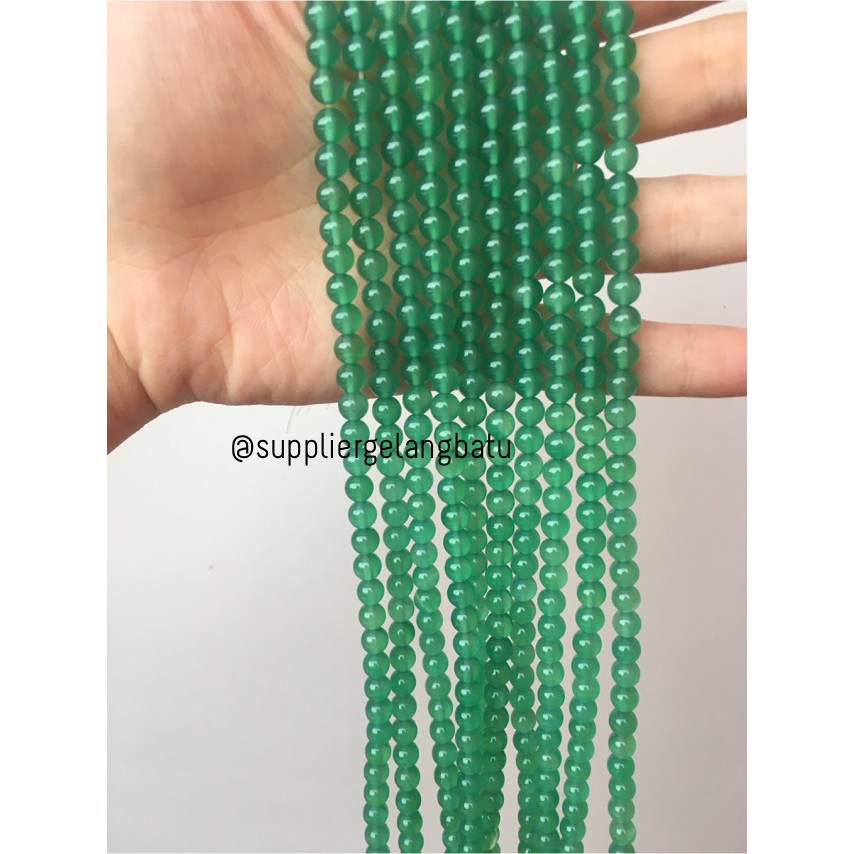 Bahan batu gelang kalung giok 6mm akik hijau muda aksesoris gelang kalung impor cina supplier bali