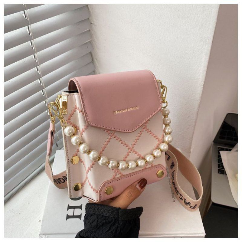 E-EL 4510 SANASINISUKA TAS SELEMPANG TALI MUTIARA IMPORT WANITA CEWEK PEREMPUAN JAKARTA BATAM BOX