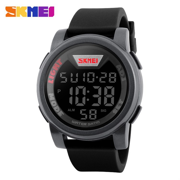 SKMEI Jam Tangan Trendy Digital Pria - DG1218 - Titanium Silver