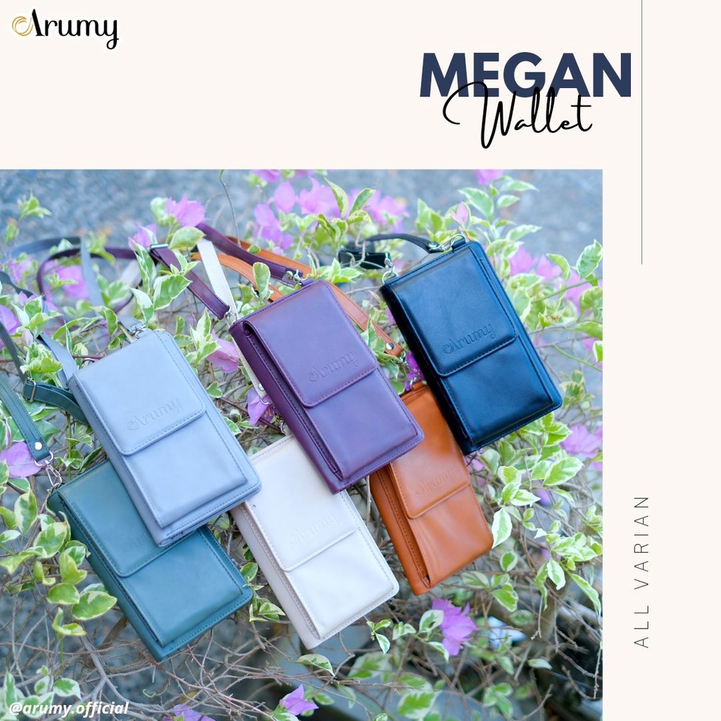 MEGAN WALLET ORIGINAL BY ARUMY TAS SELEMPANG WANITA POUCH POUNCH DOMPET PEREMPUAN DEWASA TEMPAT HP U