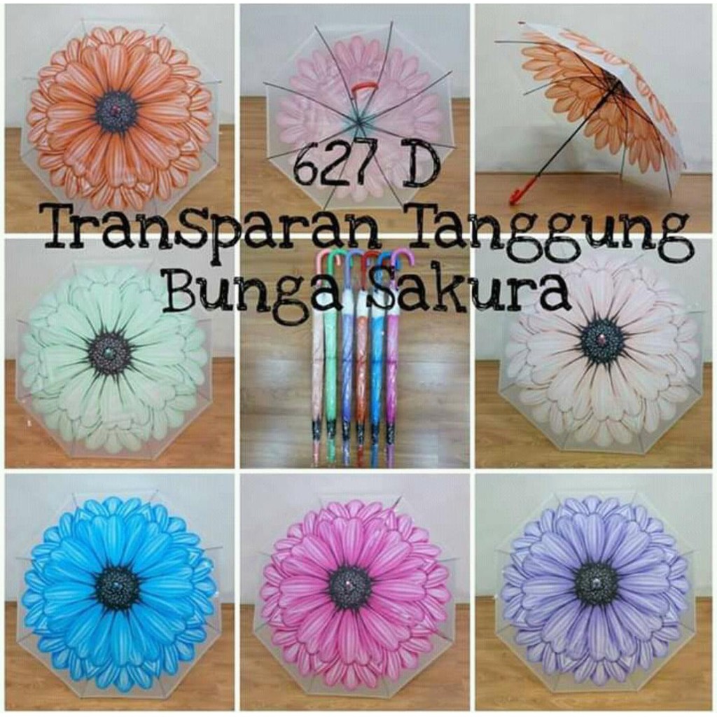 PAYUNG TRANSPARAN BENING BUNGA SAKURA JEPANG / PAYUNG LIPAT MODERN MULTIFUNGSI ELEGAN