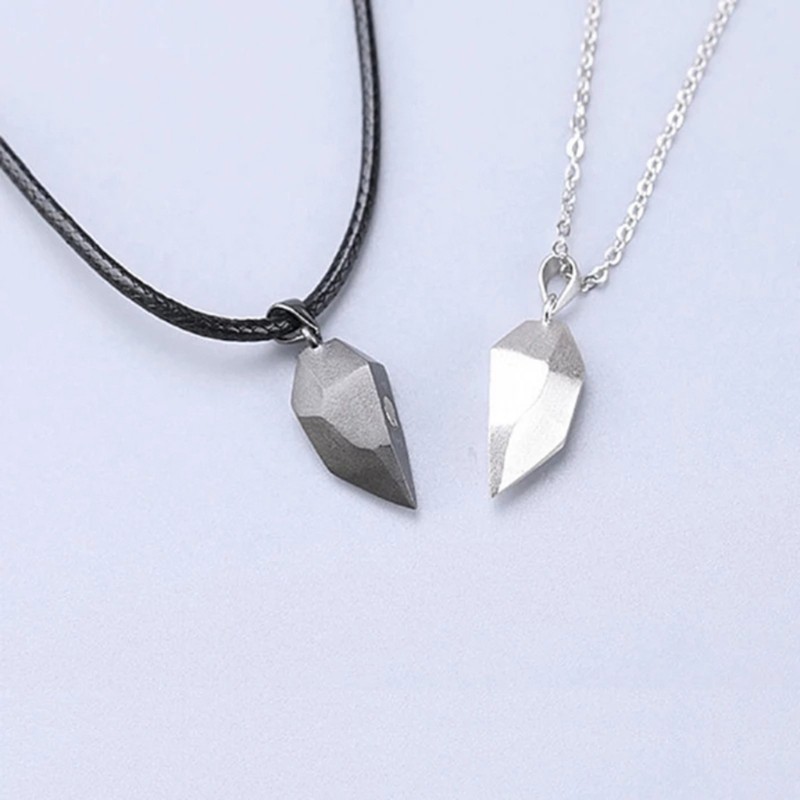 Glitter 2Pcs Lover Heart Pendant Magnetic Distance Faceted Heart Pendant Friendship  Wishing Stone Puzzle Pendant Jewelry Making Faceted Heart Pendant