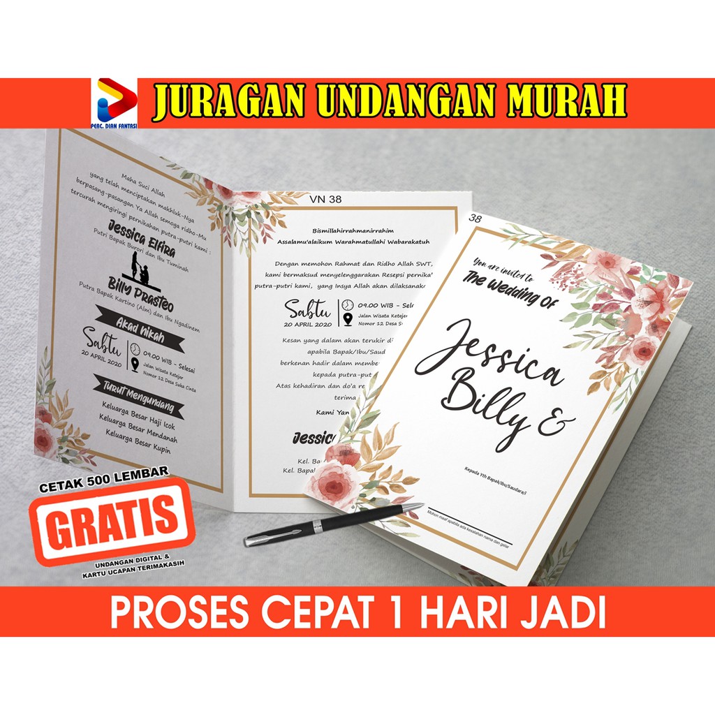 Surat Undangan Pernikahan Murah, Undangan Nikah Cantik, Elegan, Simpel, Vintage