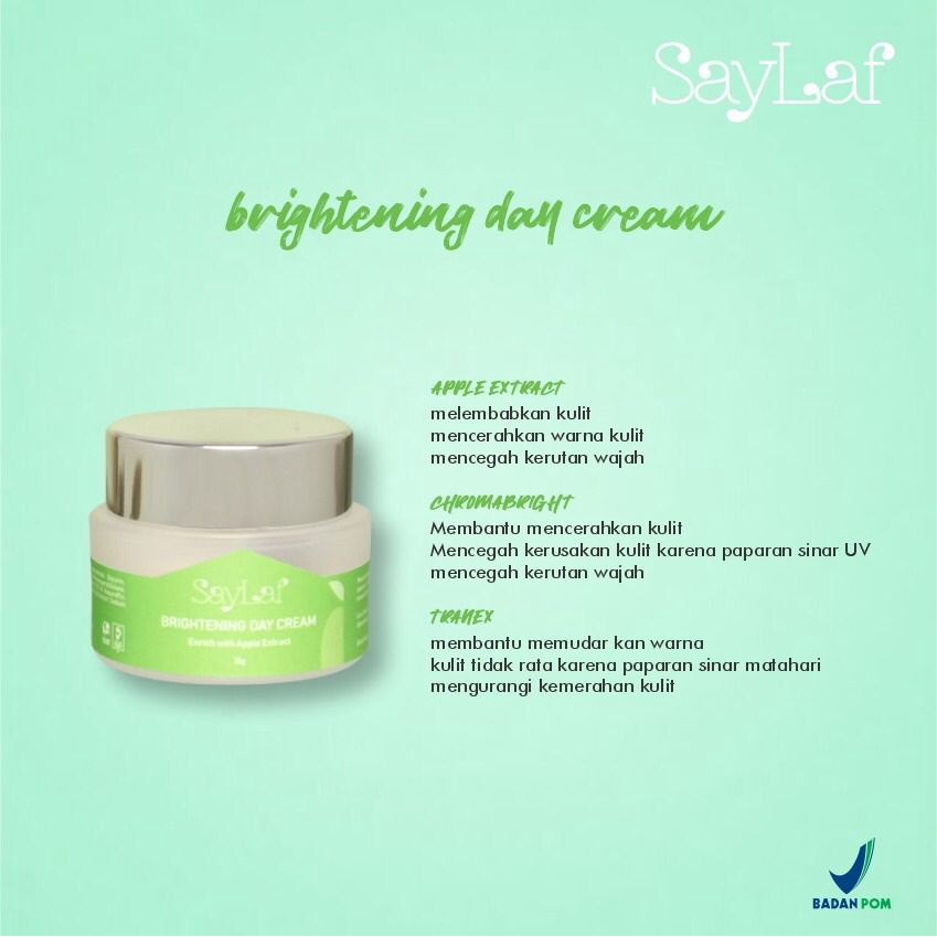 Saylaf - 2 Product Bundling Brightening Krim siang daycream dan serum wajah eachday glowing serum Penghilang flek, jerawat dan memutihkan