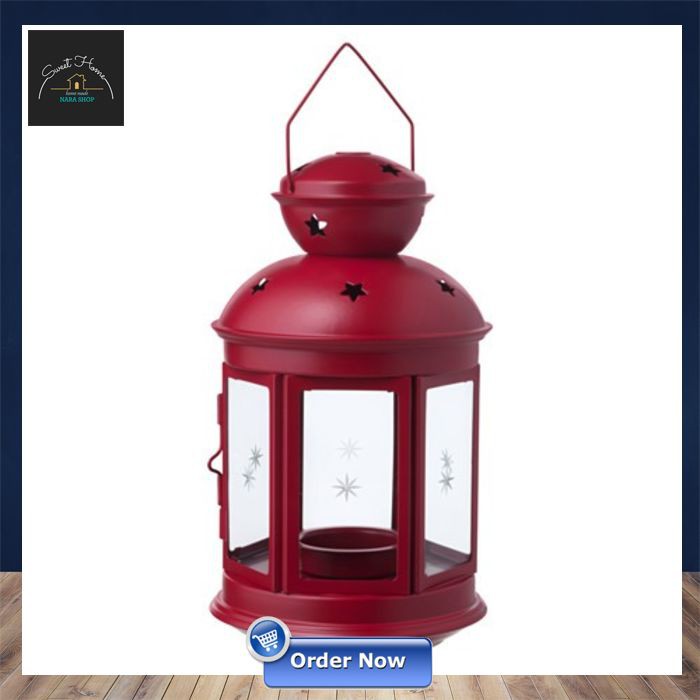 VINTERFEST Lentera untuk lilin kecil, dalam/luar ruang merah Tempat Lilin IK 287