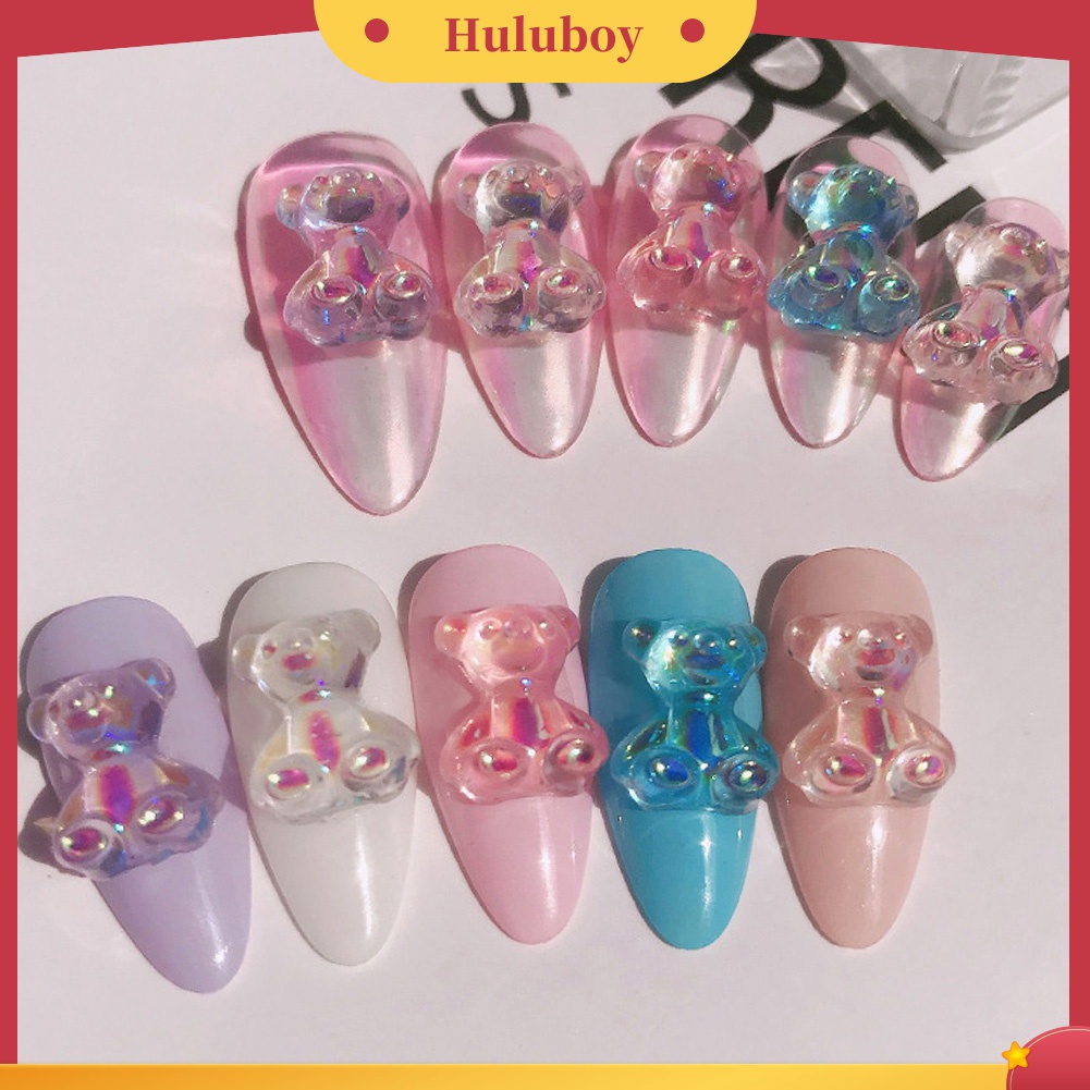 Huluboy Huluboy♡ 12pcs Ornamen Beruang 3D Lucu Untuk Dekorasi Kutek Gel UV Manicure DIY