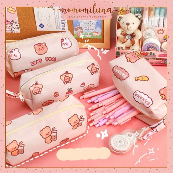

Tempat pensil beruang Kotak pensil canvas bear lucu cute estetik model korea bisa muat banyak MK1214