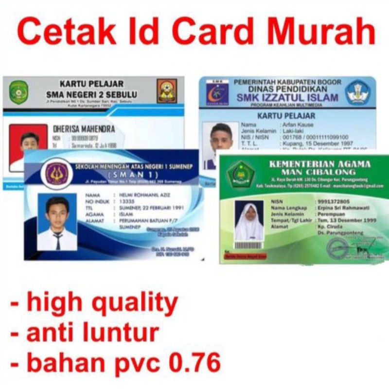 

Cetak ID Card Costom, bahan PVC tebal