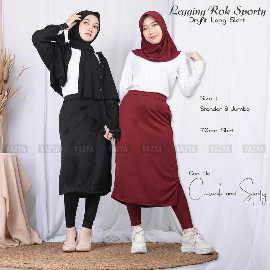 Skirt 70cm) Legging Rok Long Skirt Span Dryfit