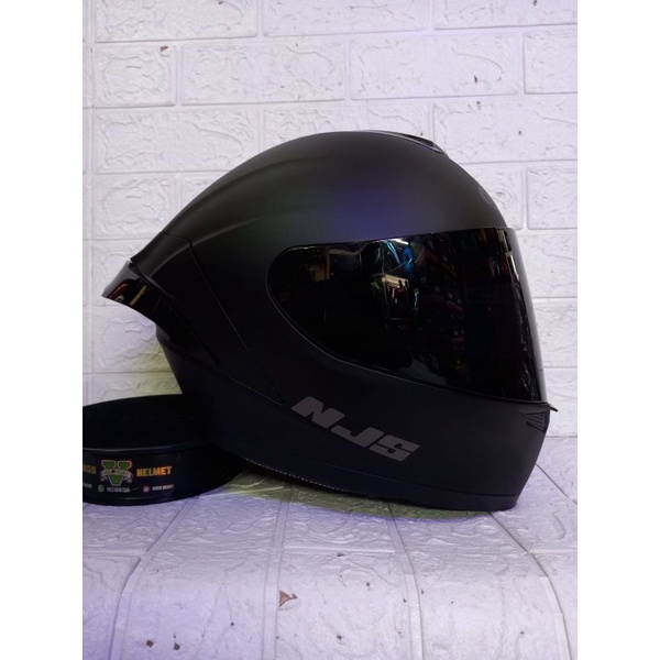 NJS ZX-1 SOLID FLAIN MATT BLACK DOFT PAKET GANTENG VISOR IRIDIUM + SPOILER-6