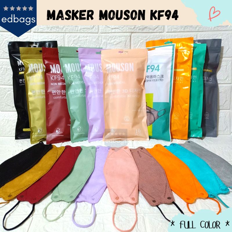 Masker KF94 Mouson Korea Warna Warni 4ply Evo 3D Protection 1pcs Nude / Masker Tali Senada Korea / M