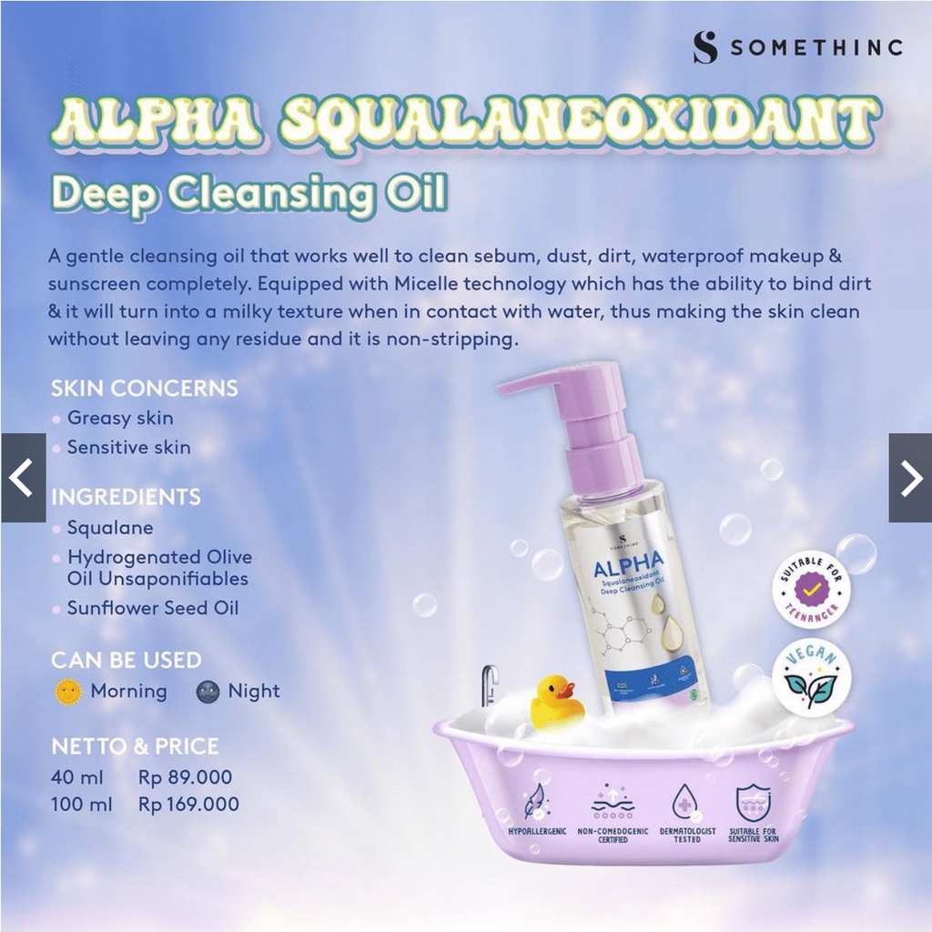 [PROMO SPESIAL] BPOM SOMETHINC ALPHA SQUALANEXOIDANT DEEP CLEANSING OIL 40ml &amp; 100ml PEMBERSIH WAJAH MakeUp Make Up ORIGINAL TERMURAH