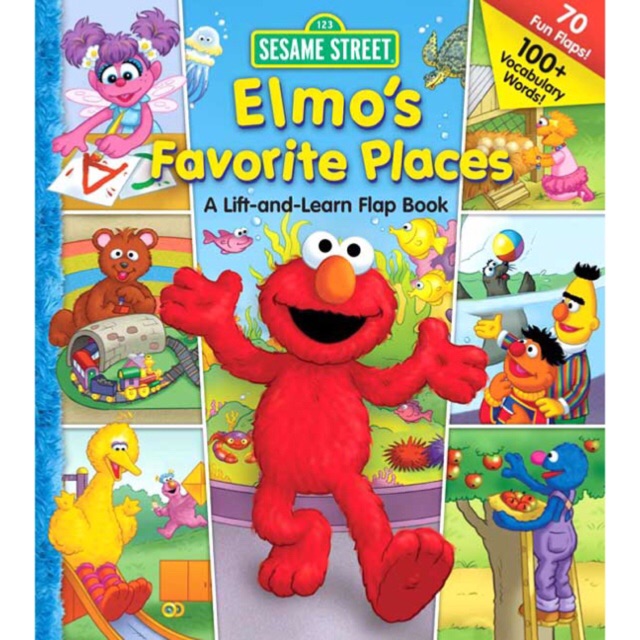 Sesame Street Elmo's Favorite Places - A Lift-and-Learn Flap Board Book with 70 Fun Flaps
