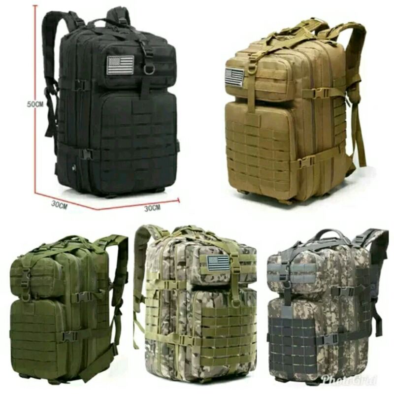 Tas ransel tactical backpack NEW 3P impor 50liter black