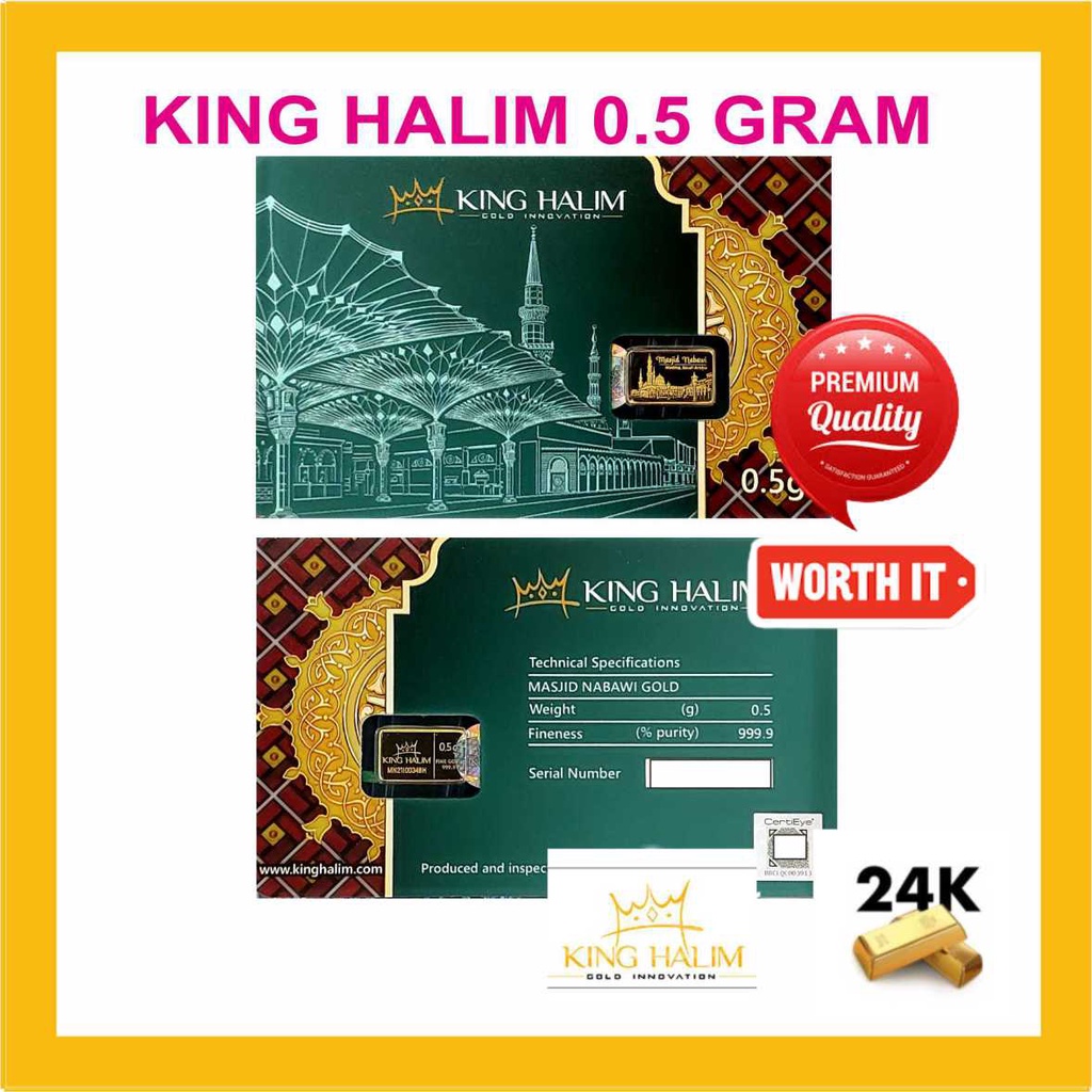 LM Emas Logam Mulia King Halim 2 gram Certieye edisi Masjid Nabawi Islam Moslem Muslim Haji Idul Fit