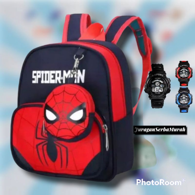 Tas Ransel Sekolah Anak Laki-Laki Karakter Spiderman Superhero Murah