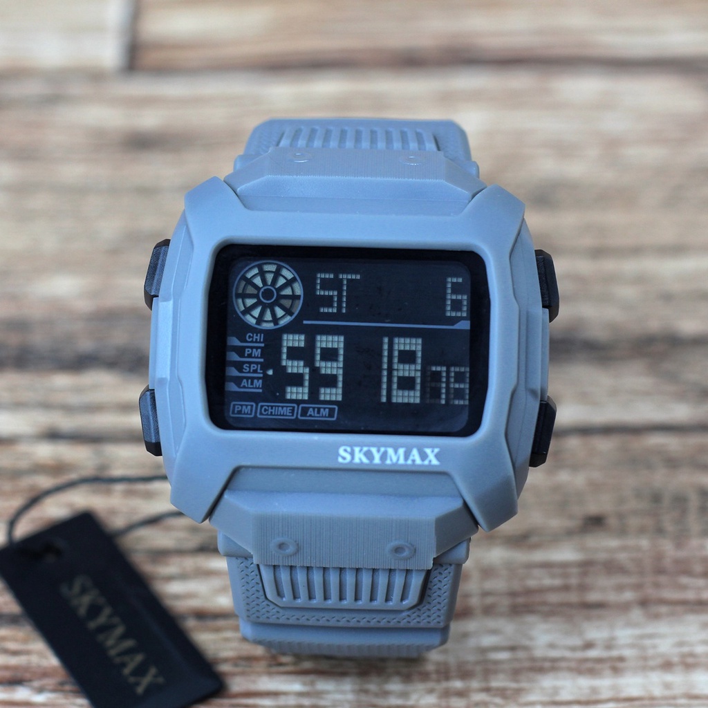 Jam tanganpria SKYMAX 1815 tali rubber digital original