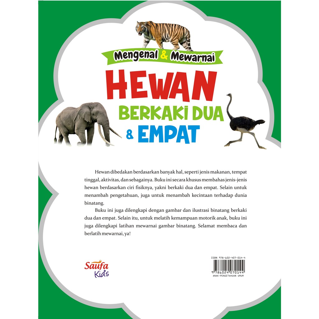 Buku Mengenal Dan Mewarnai Hewan Berkaki Dua Dan Empat Saufa