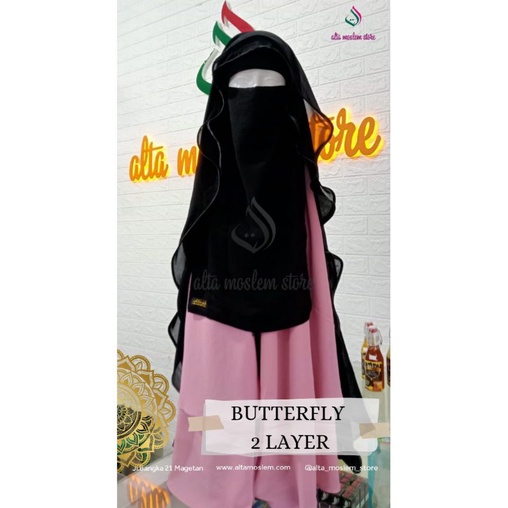 Niqab Butterfly 2 Layer Polos Renda
