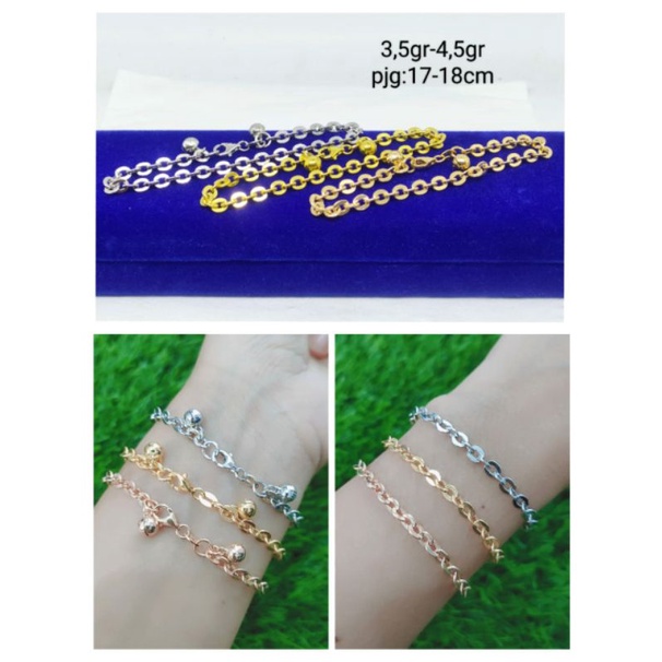 GELANG PERAK ASLI SILVER 925 LAPIS EMAS/GELANG TANGAN RANTAI NORI HOLLO+2BEL/ASLI SILVER/FASHION WANITA TERBARU