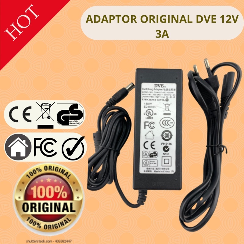 switching power adaptor original DVE 12V 3A