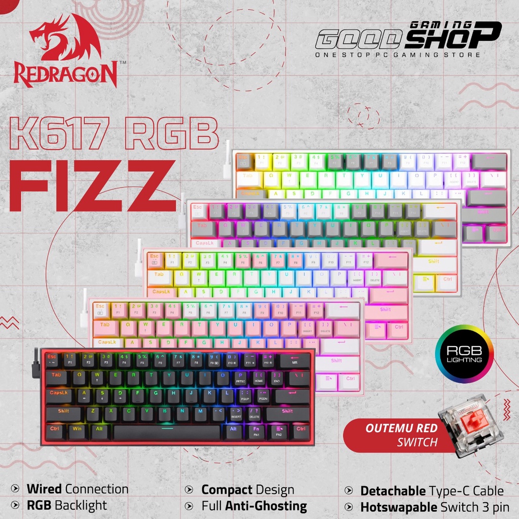 Redragon 60% FIZZ - K617RGB Mechanical - Gaming Keyboard