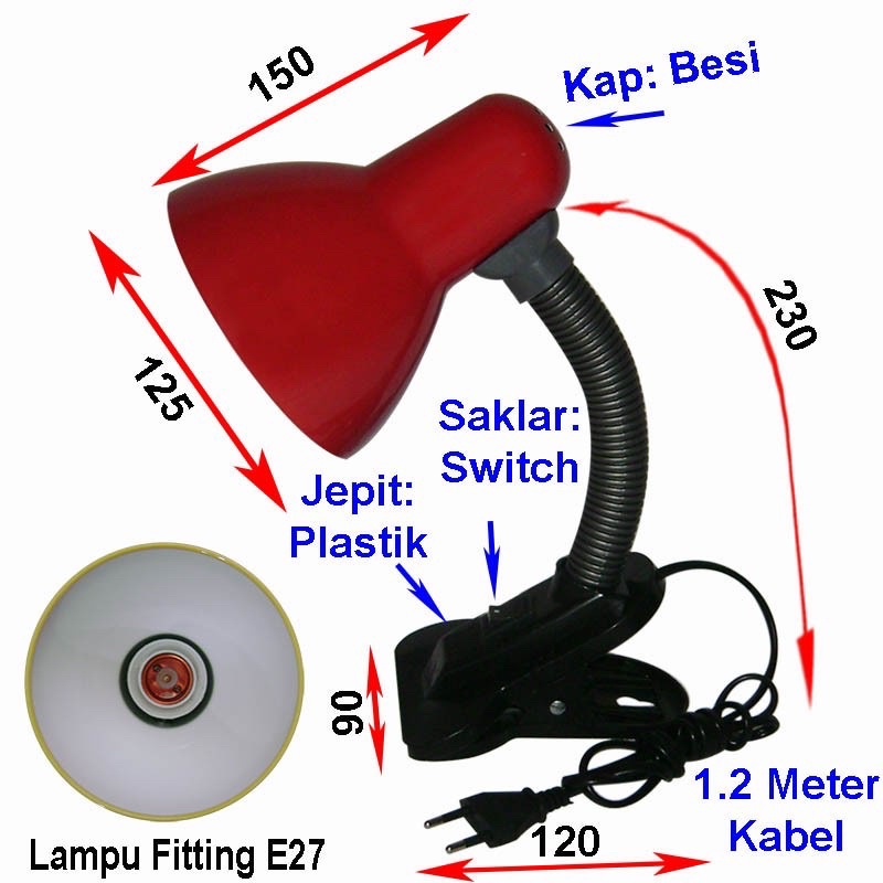 JIAMEI Lampu Baca Meja Belajar JEPIT JM108S