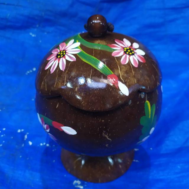 TOPLES BATOK KELAPA MOTIF BUNGA TANPA PENYANGGA - TOPLES CAMILAN KUE DAN PERMEN