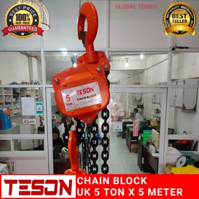 Takel manual 5 ton 5 meter Kerekan Katrol 5Tx5M Derek Hoist Lift chain