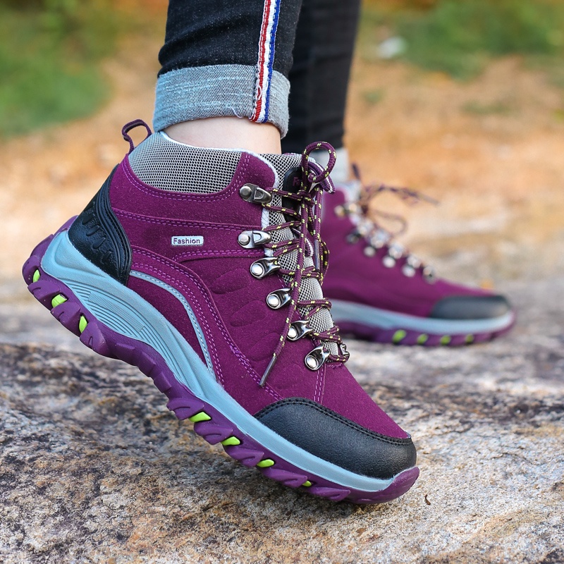 COD Sepatu Wanita Cewek Gunung Waterproof Anti-slip Sepatu Hiking Boots Sepatu Mendaki Sneaker Tali Trekking Cantik 138