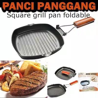 Panci , Panggang  , .Square Foldable , Teflon , BBQ , Grill Pan