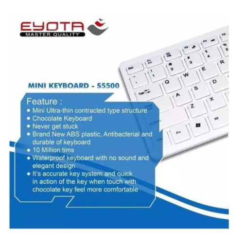 Keyboard mini eyota wired usb 2.0 membrane qwerty tkl slim for Pc laptop i-mac-book s-5500 s5500