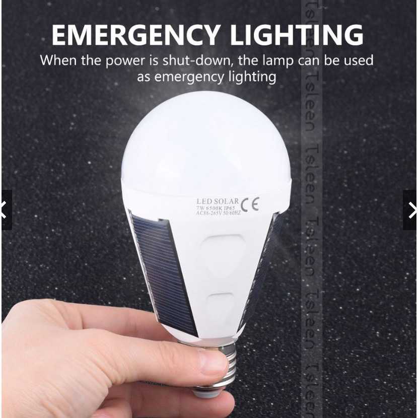 LLINGSTR Lampu Bohlam Solar Power E27 Bulb 7W Cool White Waterproof - SPDC16B04