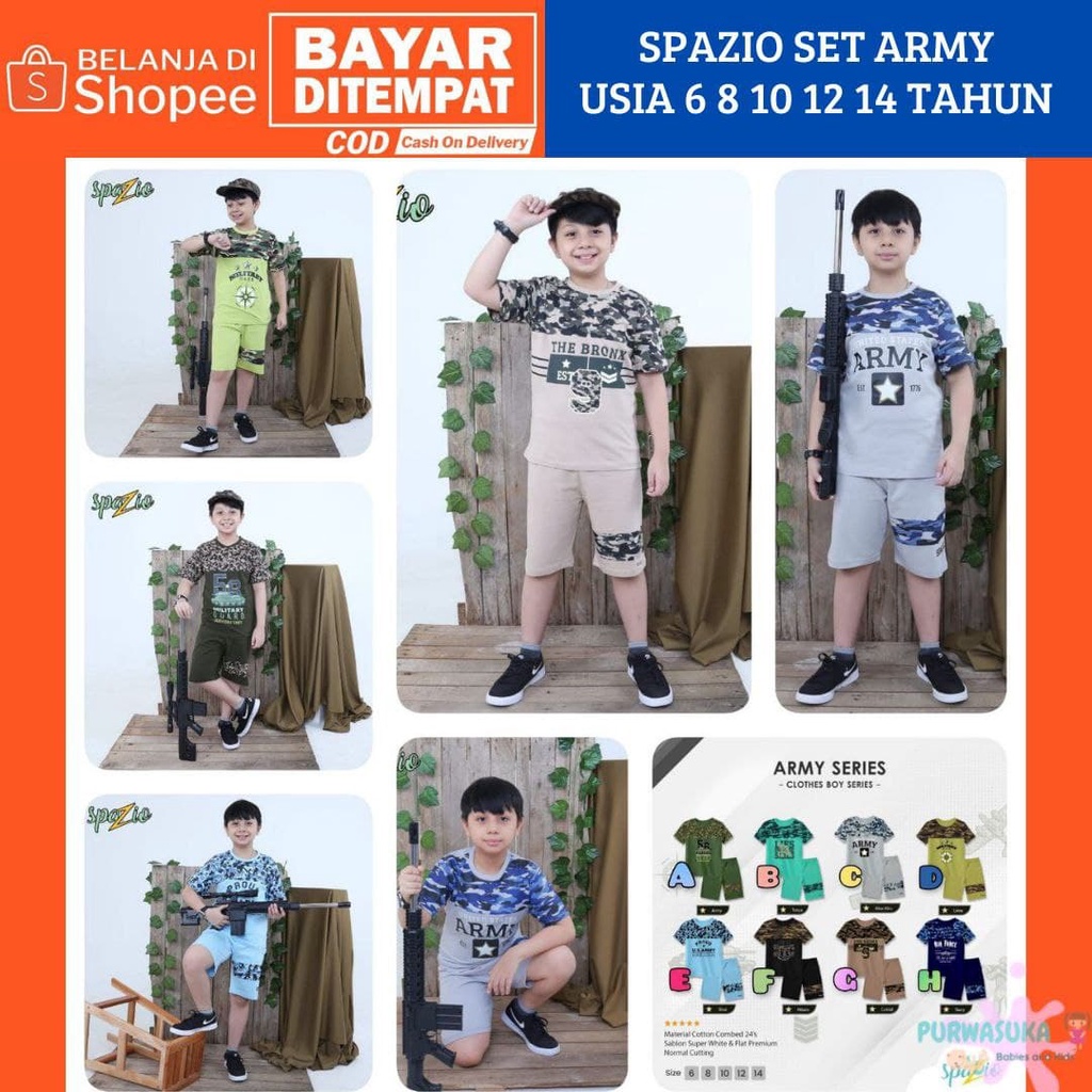 SPAZIO SET ARMY SERIES JUNIOR SETELAN ANAK LAKI-LAKI USIA 6 8 10 12 14 TAHUN