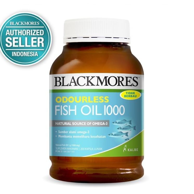 ♘495✴ Blackmores Odourless Fish Oil 1000 BPOM Kalbe 200's - Omega 3, Minyak Ikan, Obat Jantung, Hipe