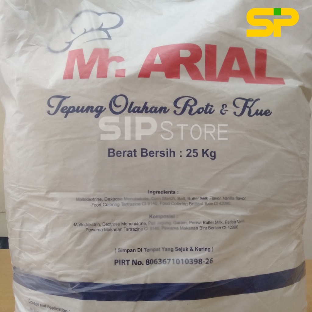 MR. ARIAL Tepung Olahan Roti &amp; Kue / Susu Bubuk / Tepung Premix / Milk Replacer 25kg