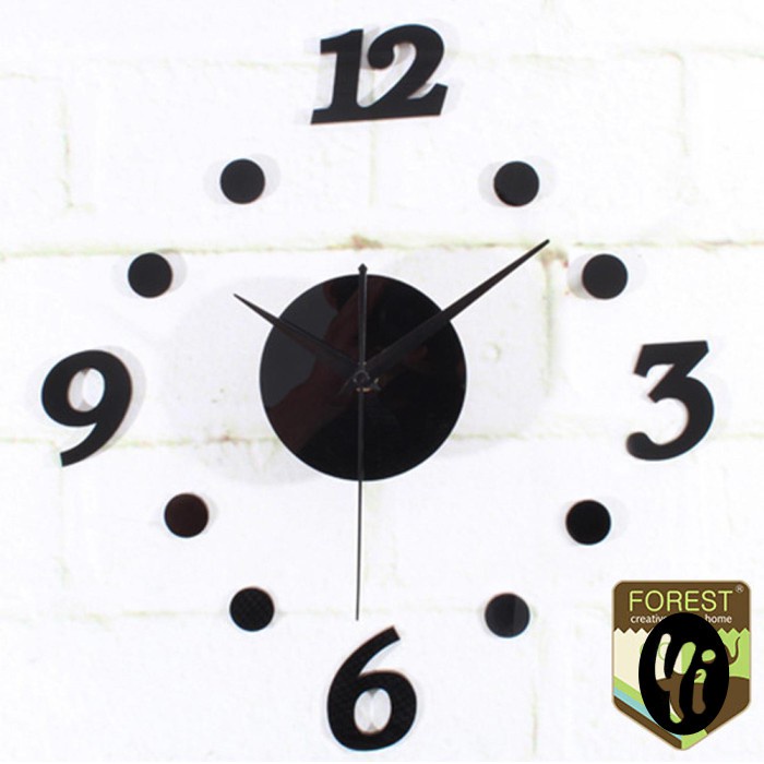 Jam Dinding DIY Giant Wall Clock Quartz Besar 30cm 70cm 120cm Tempel 3D Model Kopi Kafe Cafe Unik Kece Pajangan Hiasan Resto Dekorasi Dapur Ruang Makan Rumah Aesthetic Dekor Wolf-Model 3