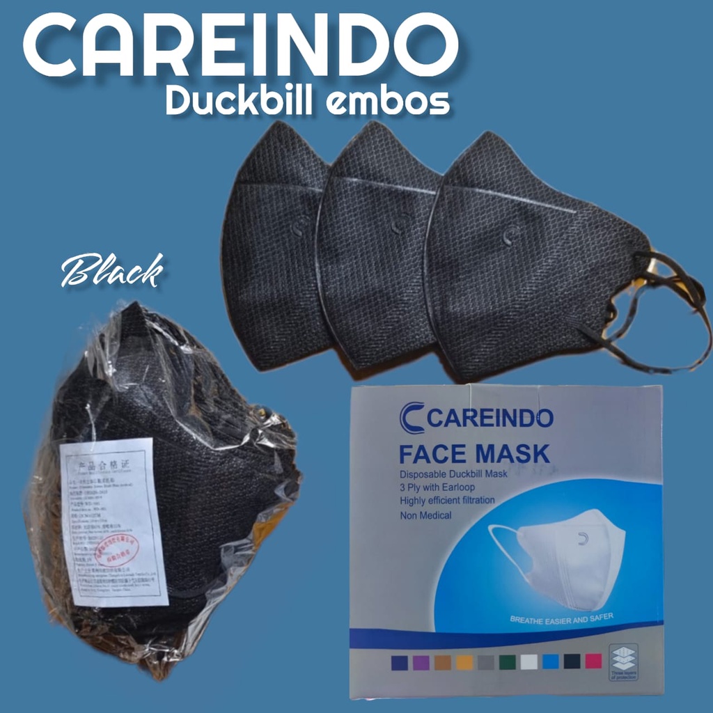 CAREINDO - MASKER DUCKBILL RAVA CAREINDO 3PLY EMBOS C BOX ISI 50 GARIS FACE MASK - MIRIP UTAMA