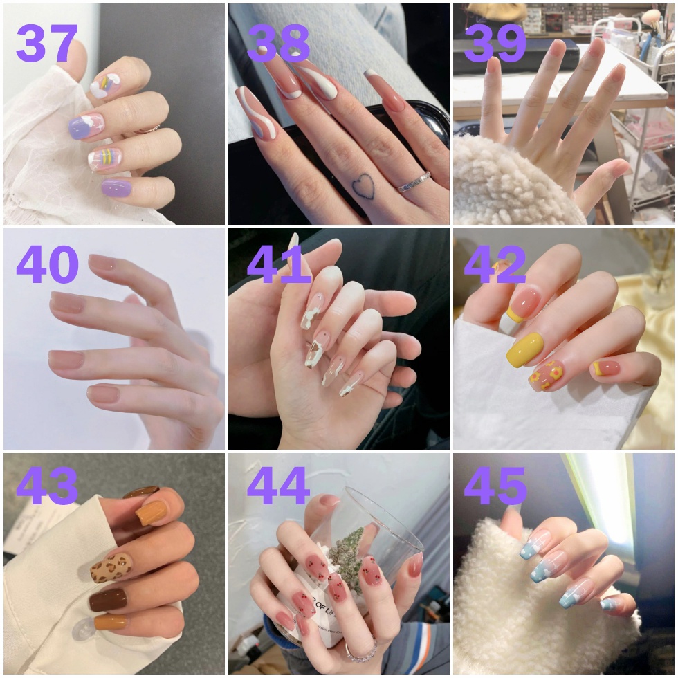 24pcs / Set stiker kuku palsu anti nail air 3d imlek kuku palsu murah pengantin panjang pendek anak bening polos wedding kaki manikur set nail sticker art