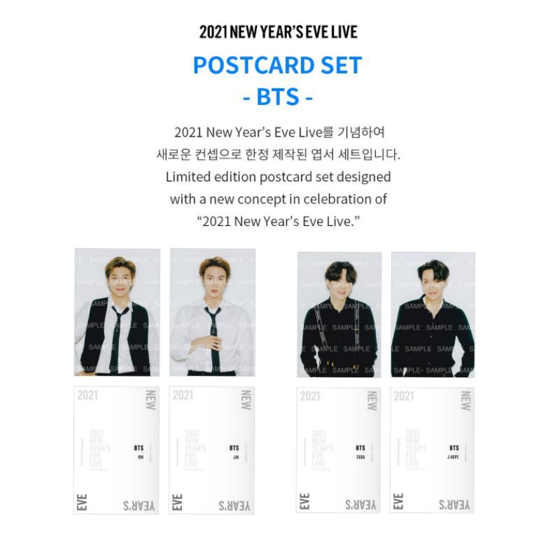 Official POSTCARD SET BTS 2021 NEW YEAR'S EVE LIVE