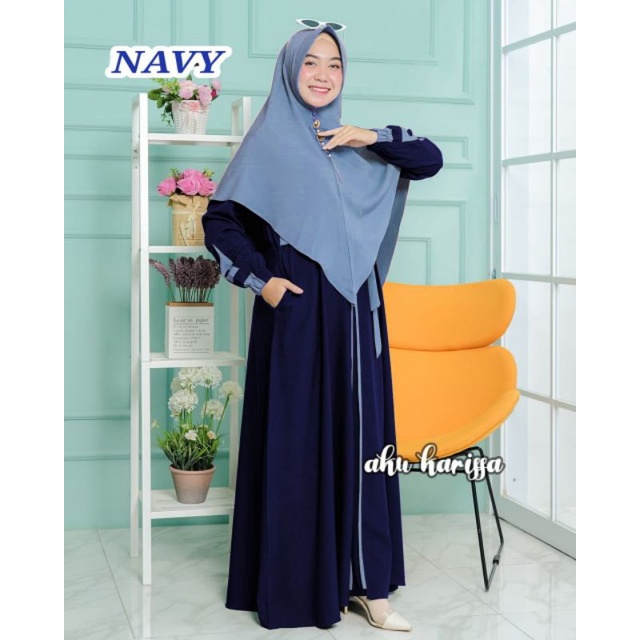 READY HANIZA SET SYAR'I AKU KARISSA//GAMIS BEST SELLER-Navy