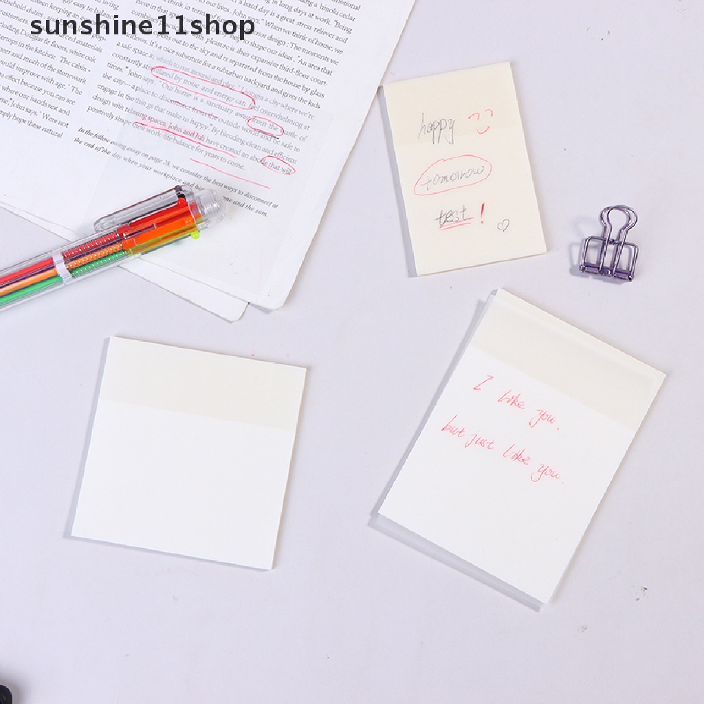 Sho 50 Lembar Kertas Memo Sticky Note Transparan Anti Air